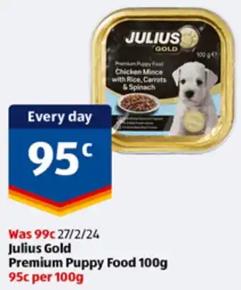 ALDI Julius Gold Premium Puppy Food 100g offer