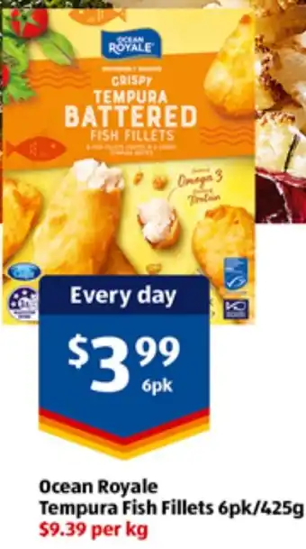 ALDI Ocean Royale Tempura Fish Fillets 6pk/425g offer