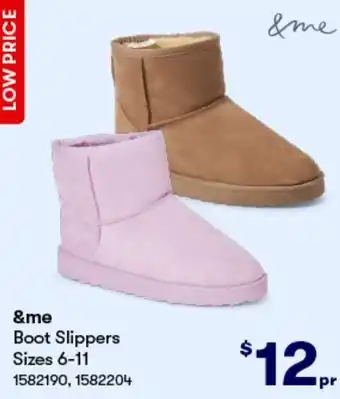 BIG W &me Boot Slippers Sizes 6-11 offer