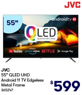 BIG W JVC 55" QLED UHD Android 11 TV Edgeless Metal Frame offer