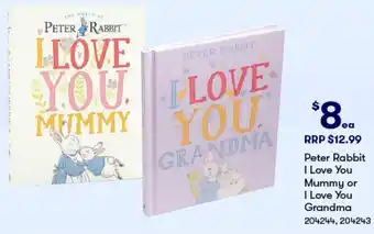 BIG W Peter Rabbit I Love You Mummy or I Love You Grandma offer