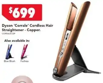 Harvey Norman Dyson 'Corrale' Cordless Hair Straightener Copper. offer