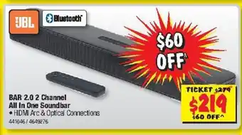 JB Hi-Fi JBL Bar 2.02 Channel All In One Soundbar offer