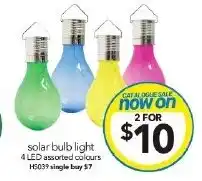 Cheap as Chips solar bulb light 4 LED assorted colours offer