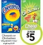 Cheap as Chips Cheezels or Chickadees 125g offer