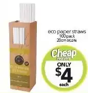 Cheap as Chips eco paper straws 100 pack offer