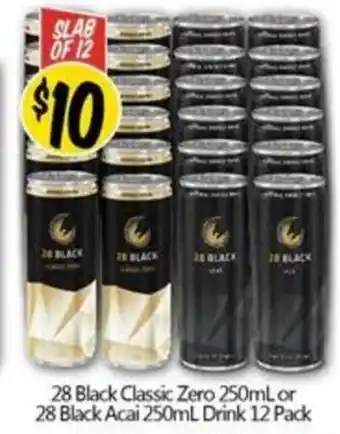 NQR 28 Black Classic Zero 250mL or 28 Black Acai 250mL Drink 12 Pack offer