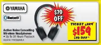 JB Hi-Fi YAMAHA Active Noise Cancelling Wireless Headphones offer