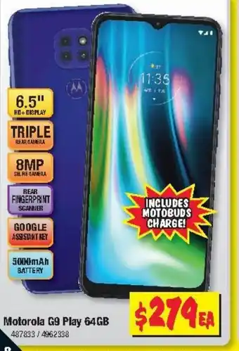 JB Hi-Fi Motorola G9 Play 64GB offer