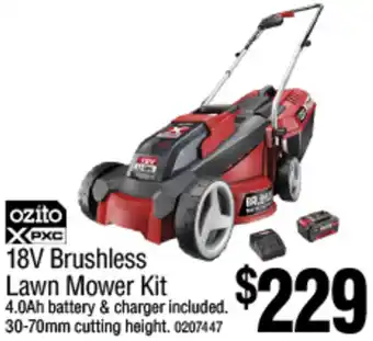 Bunnings ozito XPXC 18V Brushless Lawn Mower Kit offer