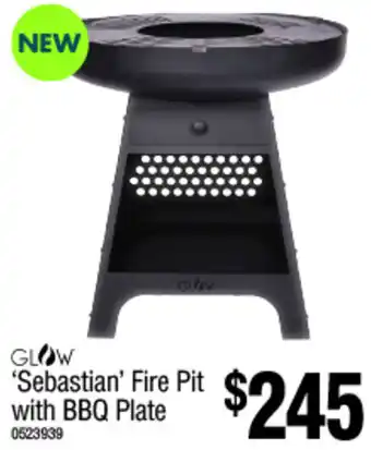 Bunnings GLOW 'Sebastian' Fire Pit with BBQ Plate offer