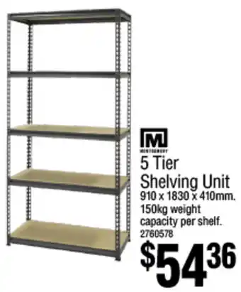 Bunnings 5 Tier Shelving Unit offer