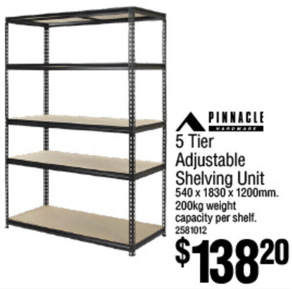 PINNACLE 5 Tier Adjustable Shelving Unit offer at Bunnings