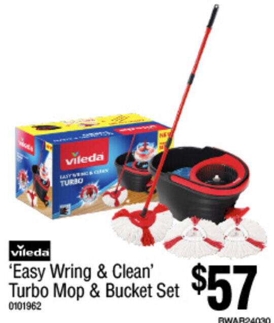 vileda 'Easy Wring & Clean' Turbo Mop & Bucket Set offer at Bunnings