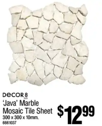 DECOR 8 'Java' Marble Mosaic Tile Sheet
