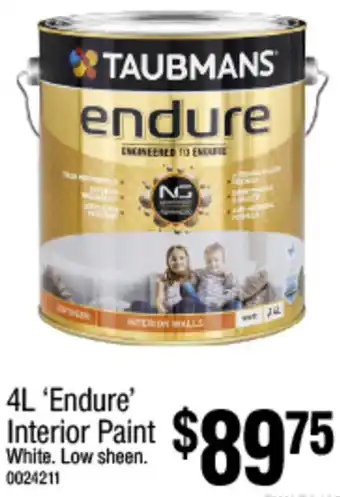 Bunnings 4L 'Endure' Interior Paint offer