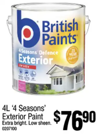 Bunnings 4L '4 Seasons' Exterior Paint offer