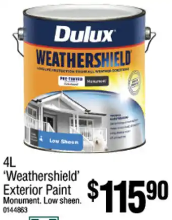 Bunnings 4L *Weathershield’ Exterior Paint offer