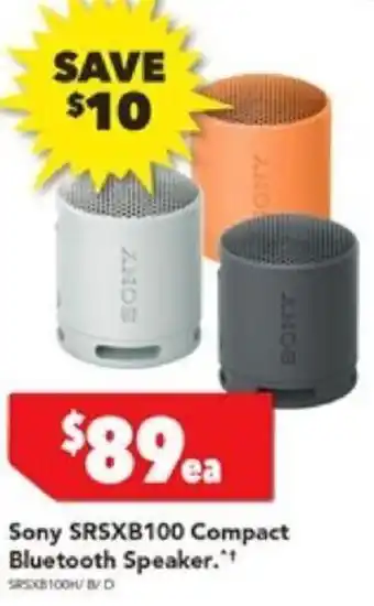 Harvey Norman Sony SRSXB100 Compact Bluetooth Speaker offer