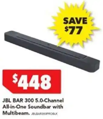 Harvey Norman JBL BAR 300 5.0-Channel All-in-One Soundbar with Multibeam offer