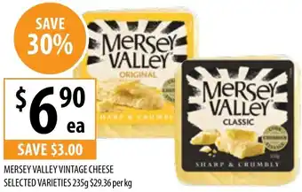 Supabarn MERSEY VALLEY VINTAGE CHEESE 235g offer