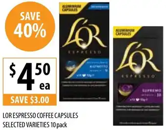 Supabarn LOR ESPRESSO COFFEE CAPSULES 10 pack offer