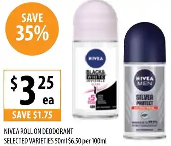 Supabarn NIVEA ROLL ON DEODORANT 50ml offer