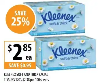 Supabarn KLEENEX SOFT AND THICK FACIAL TISSUES 120's offer