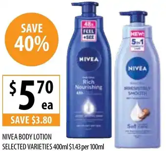 Supabarn NIVEA BODY LOTION 400ml offer