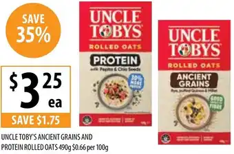 Supabarn UNCLE TOBY'S ANCIENT GRAINS AND PROTEIN ROLLED OATS 490g offer