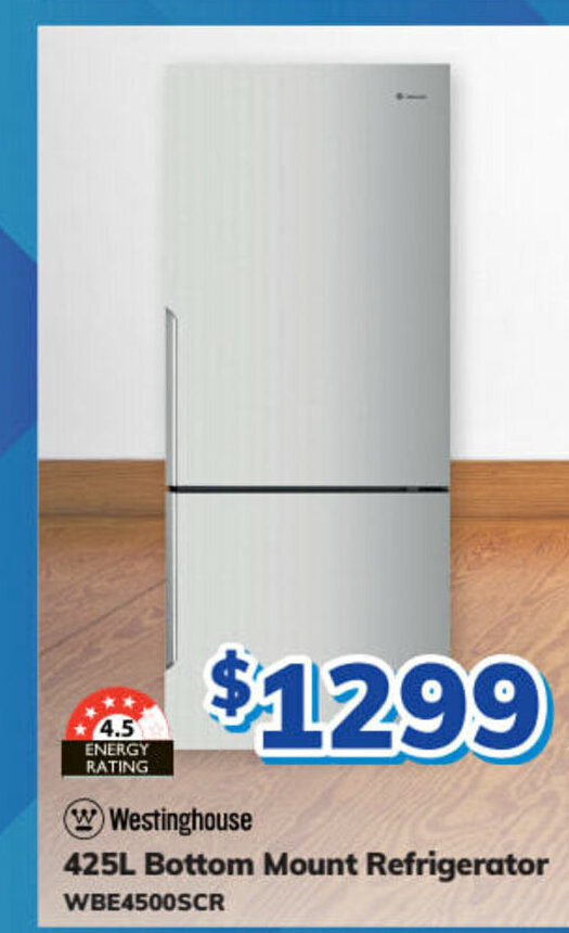 Westinghouse 425L Bottom Mount Refrigerator offer at BiRite