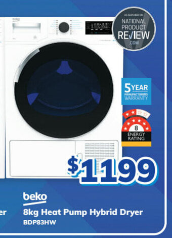 Bi-Rite Beko - 8kg Heat Pump Hybrid Dryer offer