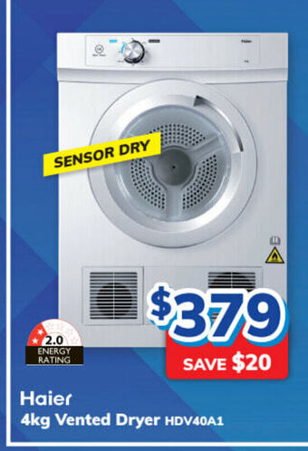 Bi-Rite Haier - 4kg Vented Dryer offer