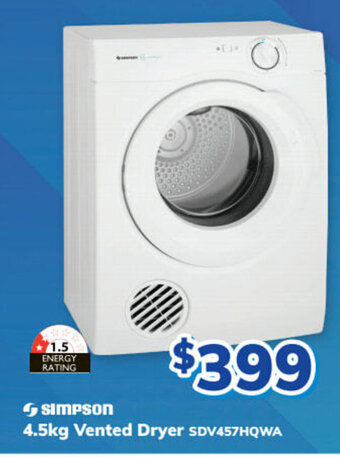Simpson - 4.5kg Vented Dryer