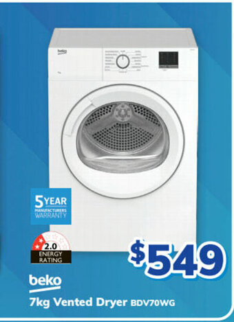 Bi-Rite Beko - 7kg Vented Dryer offer