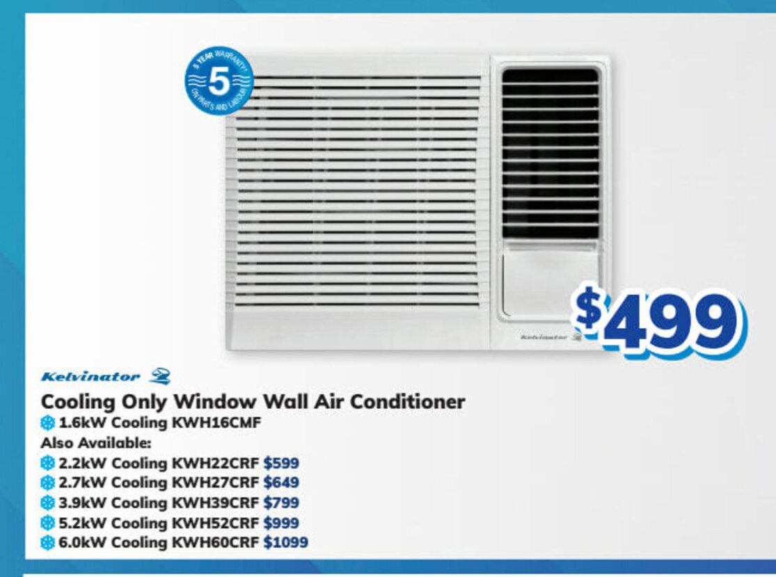 Kelvinator Cooling Only Window Air Conditioner 1.6kw Cooling offer at BiRite