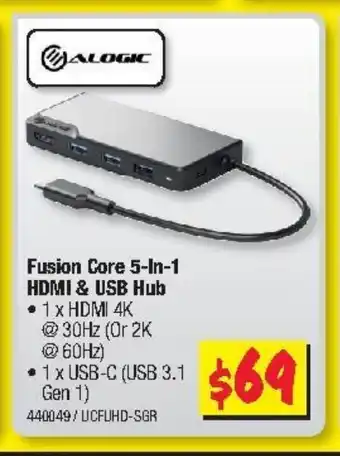 JB Hi-Fi Fusion Core 5-in-1 HDMI & USB Hub offer