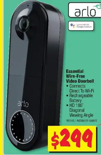 JB Hi-Fi Essential Wire-Free Video Doorbell offer