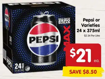 Spar Pepsi or Varieties 24 x 375ml offer