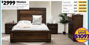 ComfortStyle Furniture & Bedding Weston Bedroom Package offer