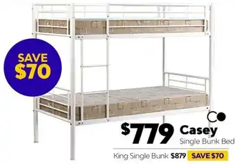 ComfortStyle Furniture & Bedding Casey Single Bunk Bed offer