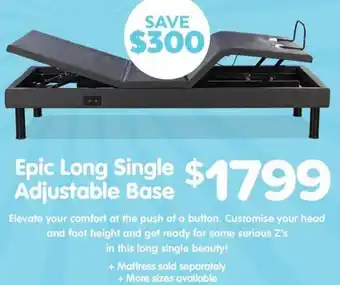 ComfortStyle Furniture & Bedding Epic Long Single Adjustable Base offer