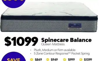 ComfortStyle Furniture & Bedding Spinecare Balance Queen Mattress offer