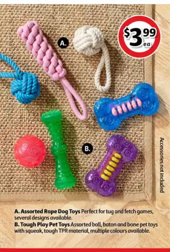 Coles Assorted Rope Dog Toys or Tough Play Pet Toys offer