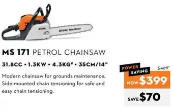 STIHL MS 171 PETROL CHAINSAW offer