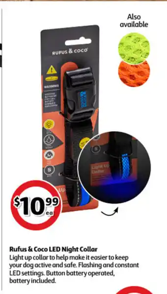 Coles Rufus & Coco LED Night Collar offer