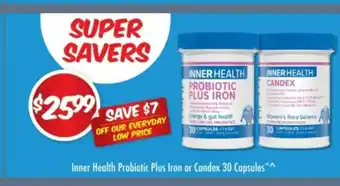 Chemist Outlet Inner Health Probiotic Plus Iron or Candex 30 Capsules offer