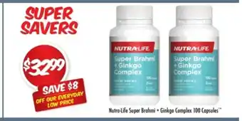 Chemist Outlet Nutra-Life Super Brahmi + Ginkgo Complex 100 Capsules offer