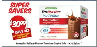 Naturopathica FatBlaster Platinum+ ThermoBurn Chocolate Shake 14 x 50g Sachets