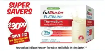 Naturopathica FatBlaster Platinum+ ThermoBurn Vanilla Shake 14 x 50g Sachets
